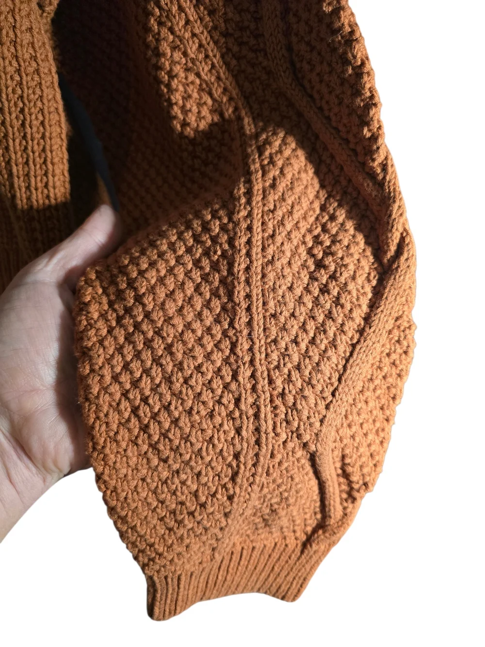 Quince Organic Cotton Cropped Cable Crew Sweater Ginger Orange L - Picture 3 of 7
